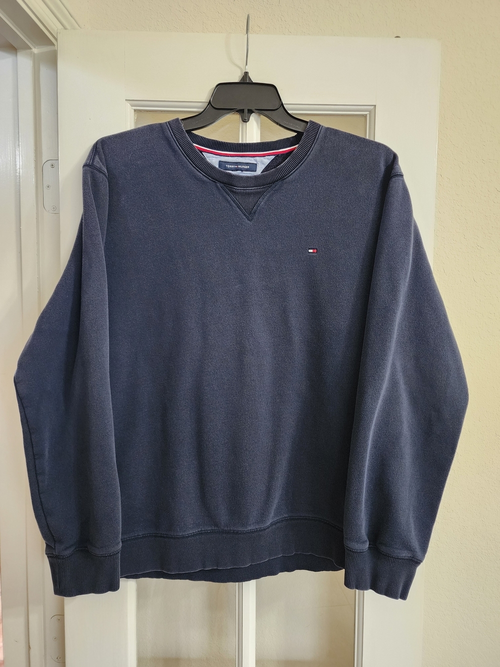 Tommy Hilfiger Navy Blue Fleece Crewneck Sweatshirt XXL Logo